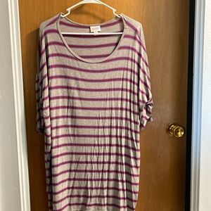LuLaRoe Pink Gray Oversized 3/4 Sleeve Tunic